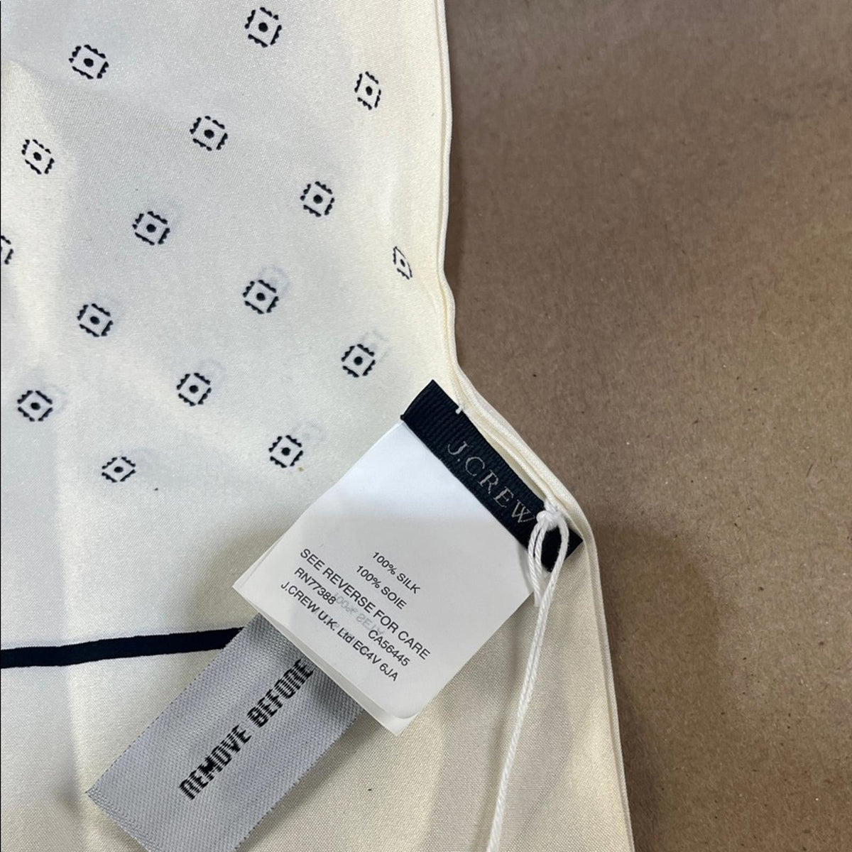 NWT J.Crew Elegant Cream Silk Scarf