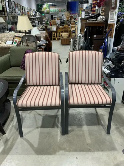 Metal Patio Chairs with Cushions -set of 2