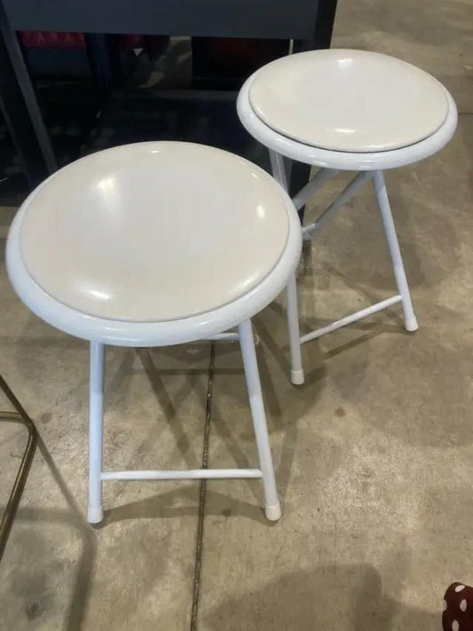 Set of 2 White Folding Stools
