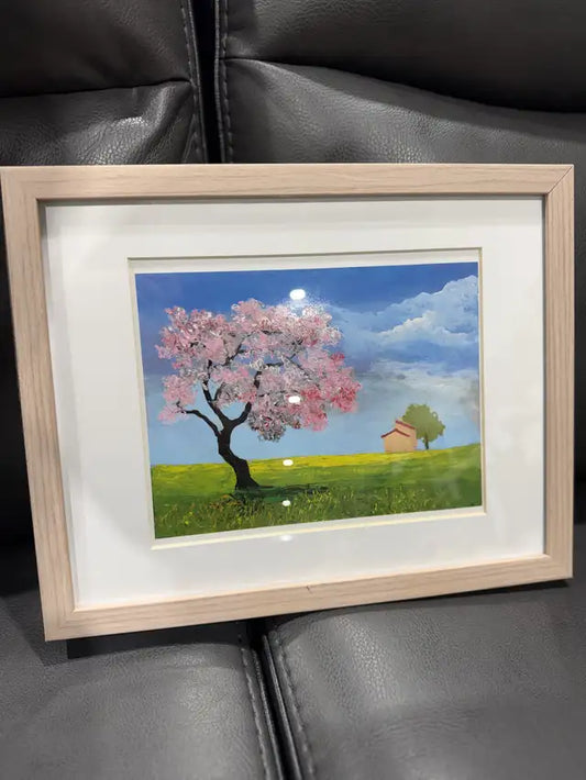 Framed Painting Of Cherry Blossom Tree
