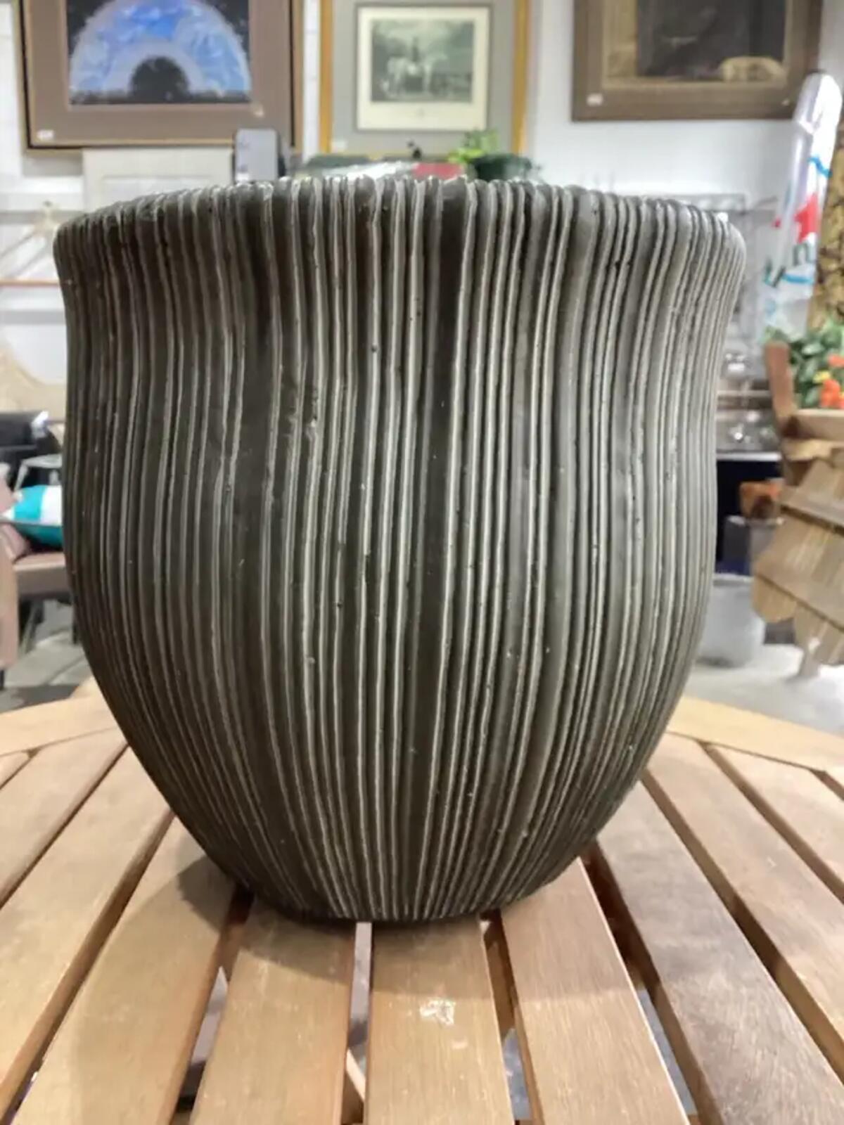 Textured Grey Ceramic Planter