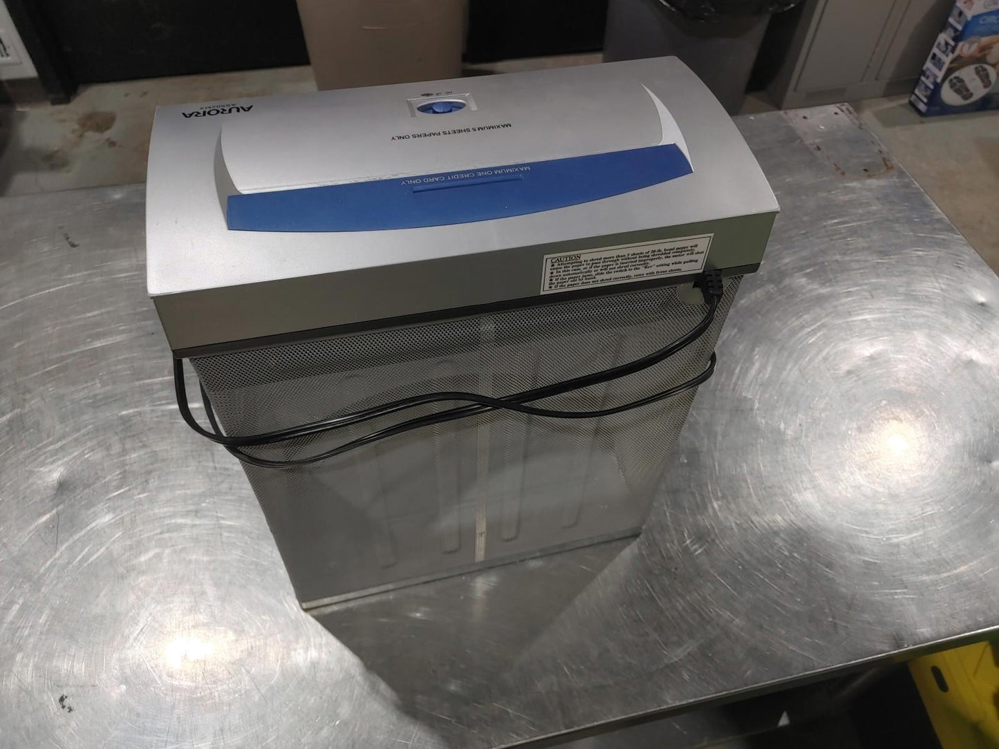 Good Condition Aurora AS502MX Paper Shredder Tested Working Silver/Blue