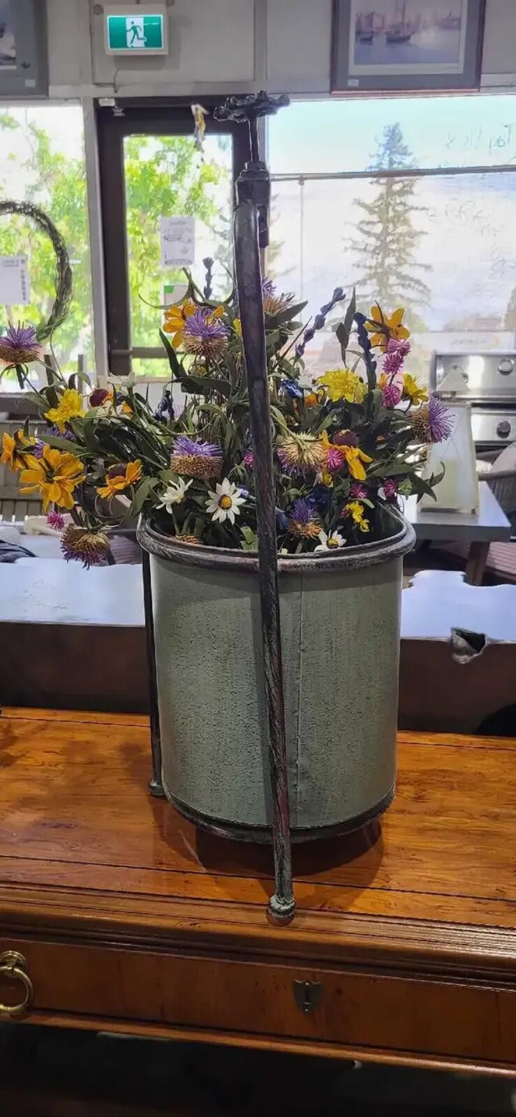 Metal Tub Planter with Faucet Accent 2ft