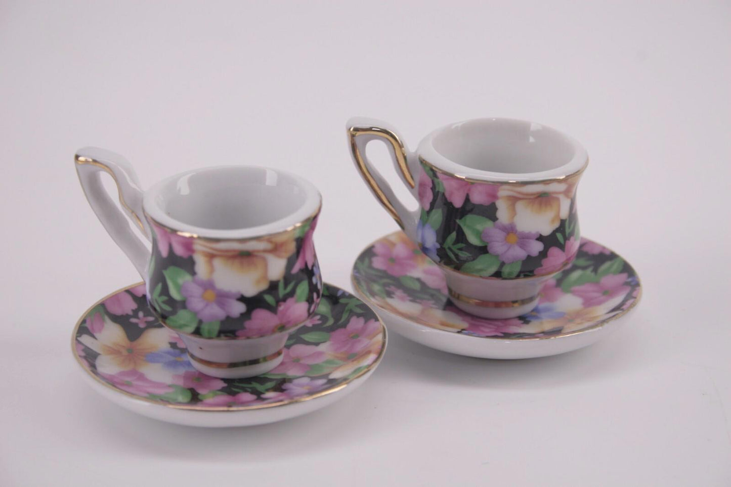 Mini teaset (mixed flower W/Gold) 7 PIECES