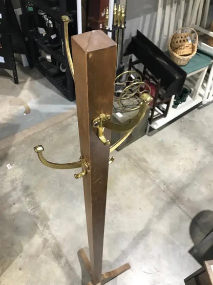 Wooden Coat Rack 68 inch with Brass hooks