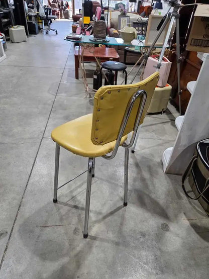 Vintage Chrome/Yellow Stool - 24"