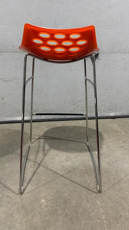 Calligaris White and Orange Bar Stool