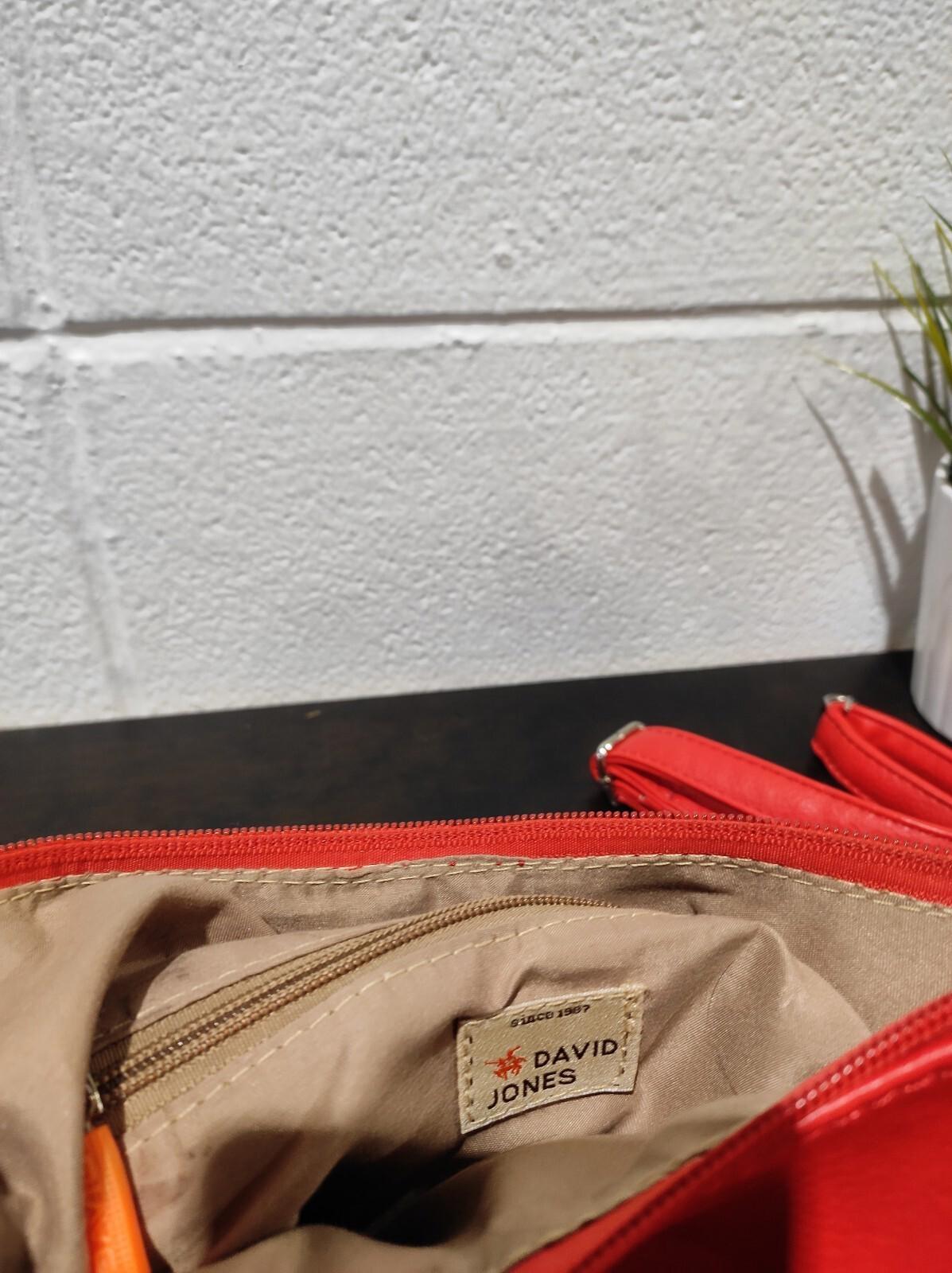 David Jones Red Crossbody/Top Handle Bag with Strap