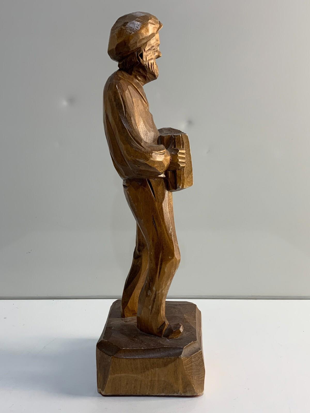 Vintage Hand Carved Paul E Caron Wooden Statue