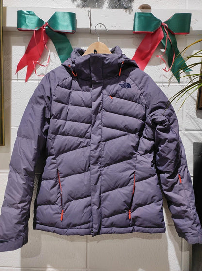 THE NORTH FACE HOODED PUFFER WOMENS JACKET SIZE- M PURPLE