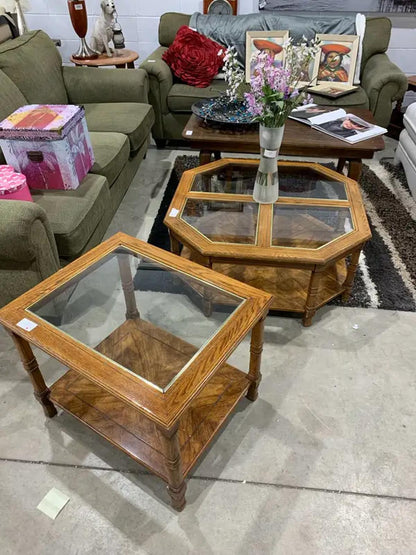 Glass Top Table Set of 2