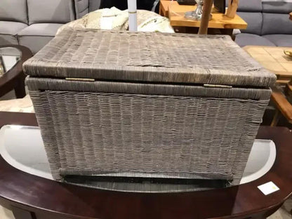 Grey Wicker Storage Trunk 22x15x14