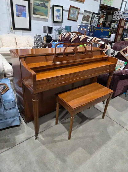 Stunning Winter Piano & Bench - 1970s