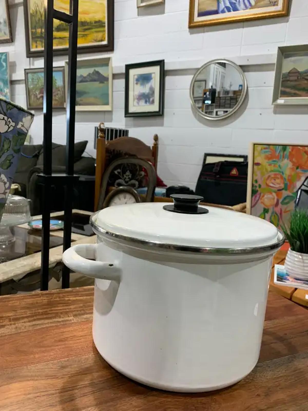 White Enamel Stock Pot