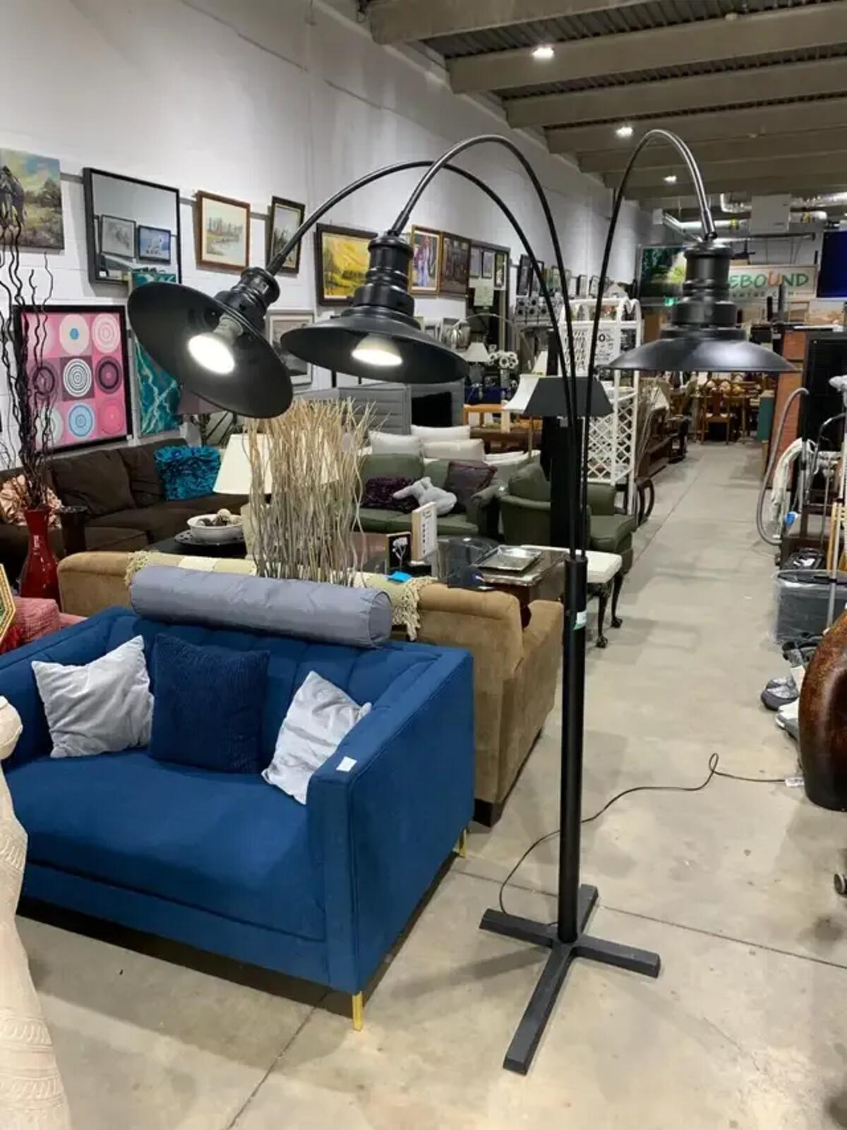 3-Arm Black Floor Lamp 7 foot