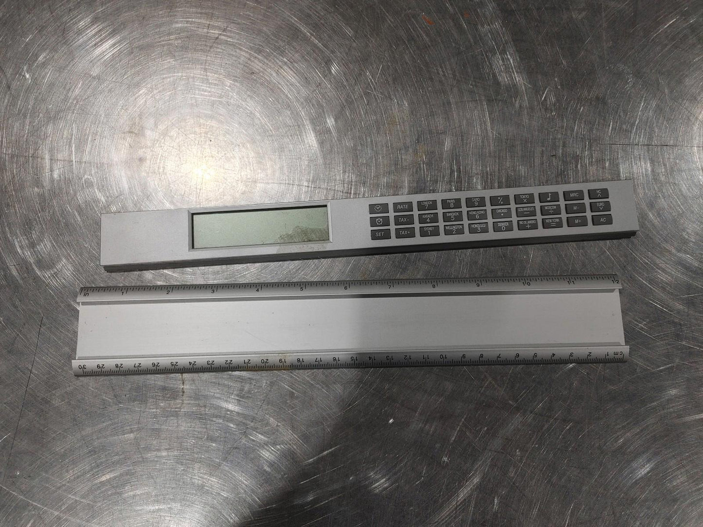 Ruler Clock Combo Unit Silver Untested - Fair