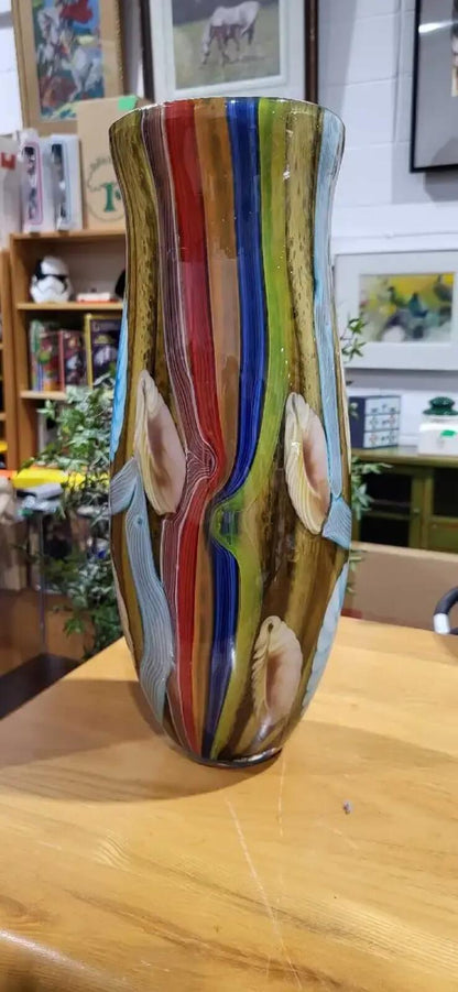Multicoloured Murano Striped Art Glass Vase