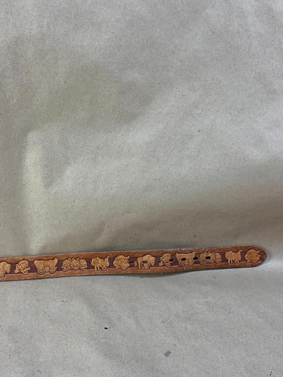 Vintage Chambers Disney western tooled brown leather kids belt