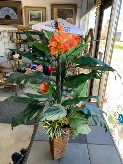 4ft Canna Lilly Fake Potted Plant