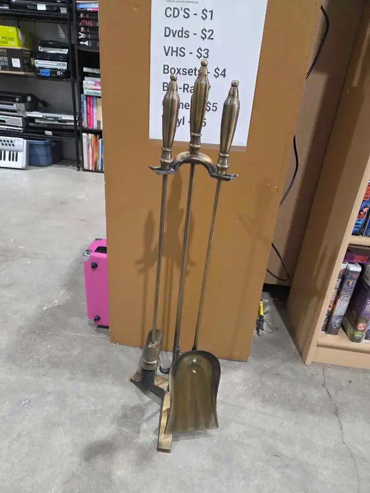 Vintage Brass Fireplace Tool Set