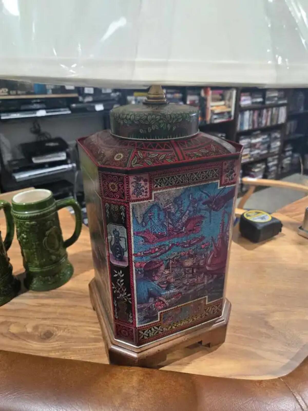 Vintage Frederick Cooper Tea Canister Table Lamp