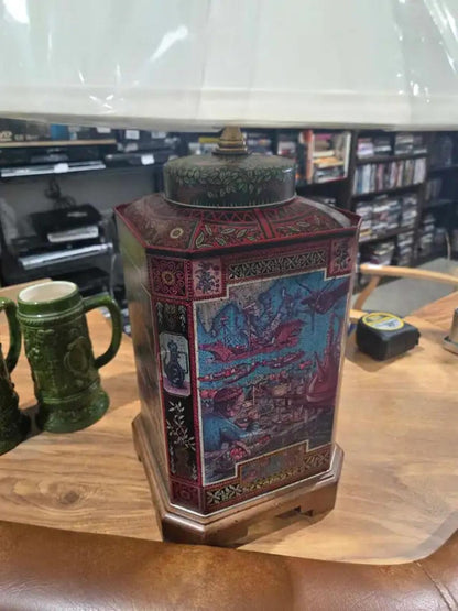 Vintage Frederick Cooper Tea Canister Table Lamp