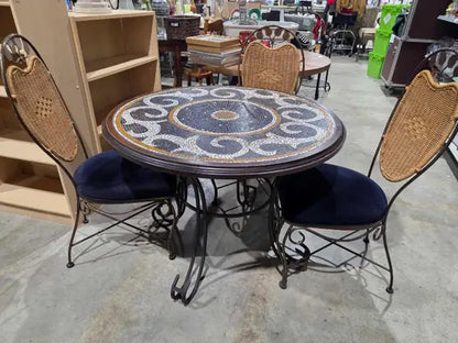 Iron Mosaic Tiled Dining Table & Chairs