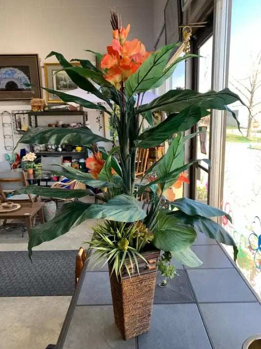 4ft Canna Lilly Fake Potted Plant