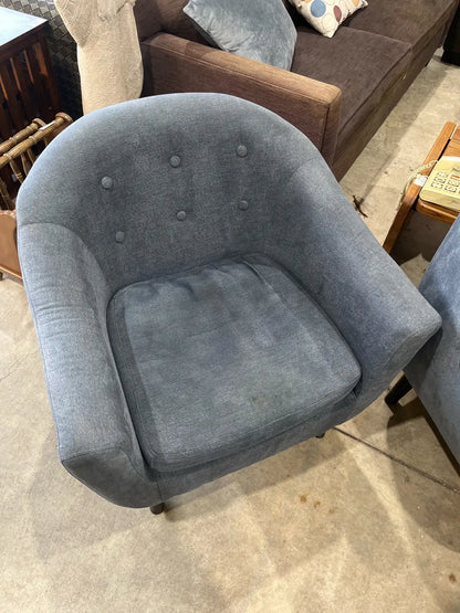 Set of two blue wingback chairs