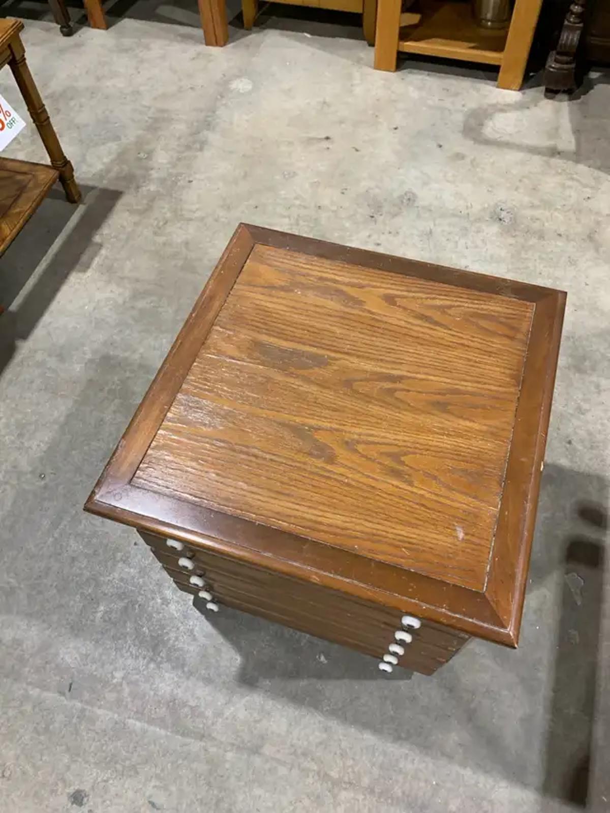 Wood Side Table with draw effect door