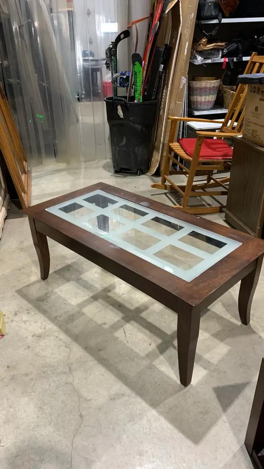 Frosted Glass Wooden Coffee Table