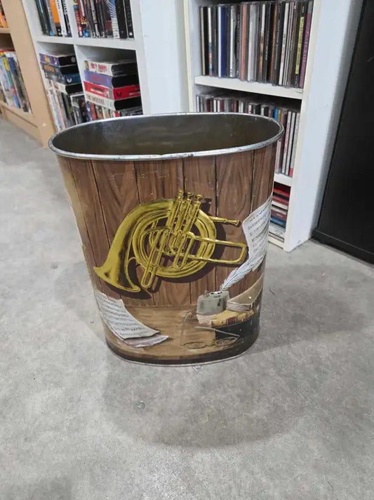 Vintage Metal Horn Wastebasket