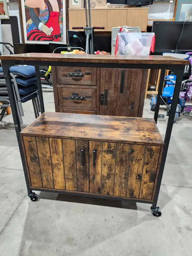 Rustic Brown Kitchen Island Cart