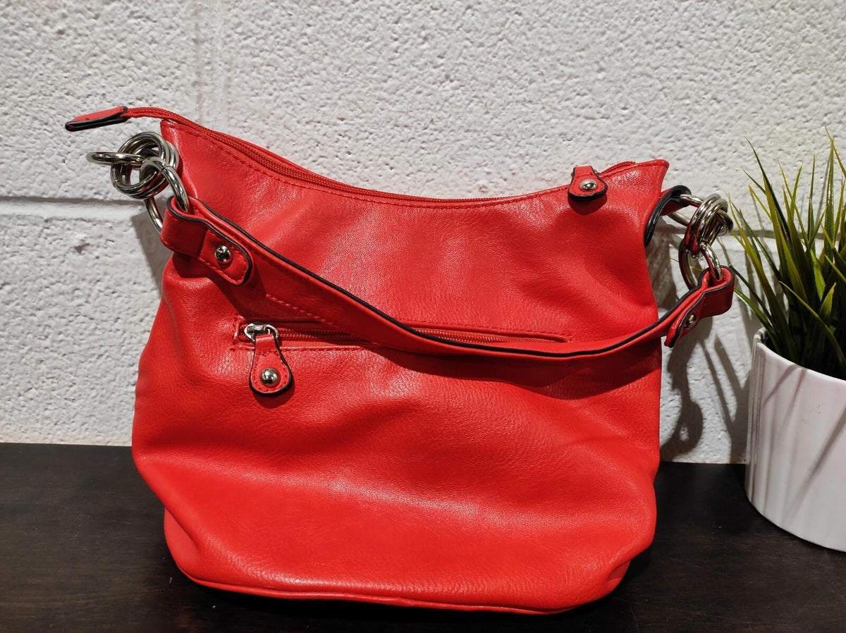 David Jones Red Crossbody/Top Handle Bag with Strap