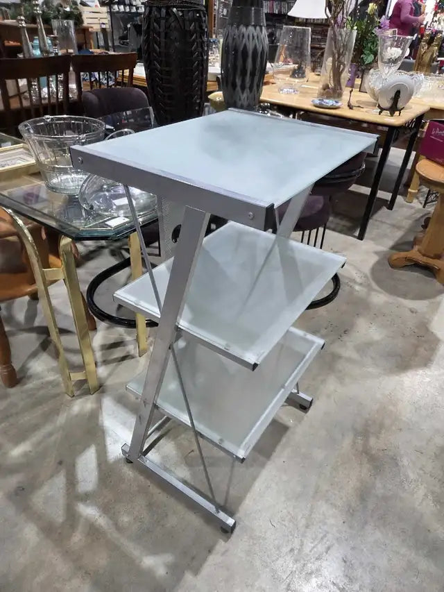Frosted Glass/Metal 3-Tier Shelf