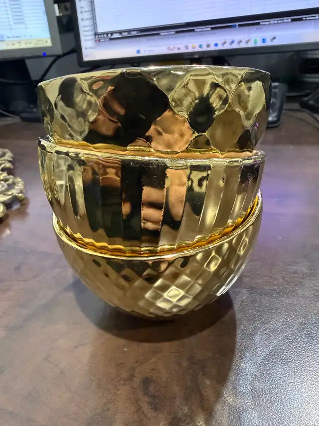Colorful Decor Gold Textured Dip/Sauce Bowls