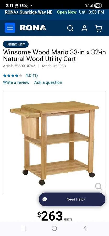 Winsome Wood Mario Utility Kitchen Cart