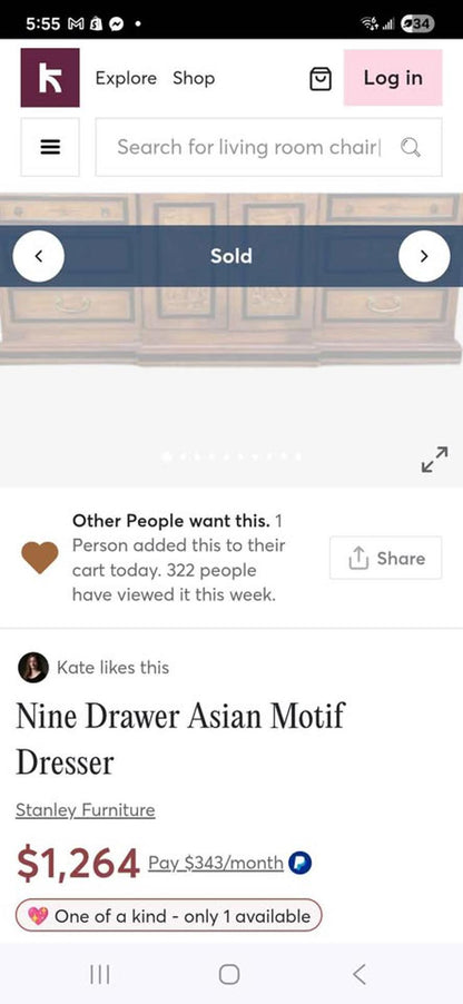 Unique Wooden 9-Drawer Asian Motif Dresser