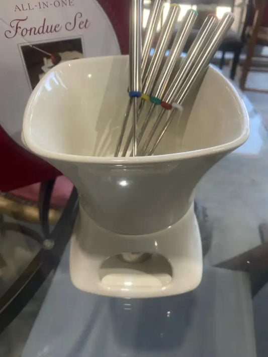 Ceramic Candle Fondue Set