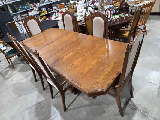 Wooden Dining Table & 6 Chairs Extendable Set