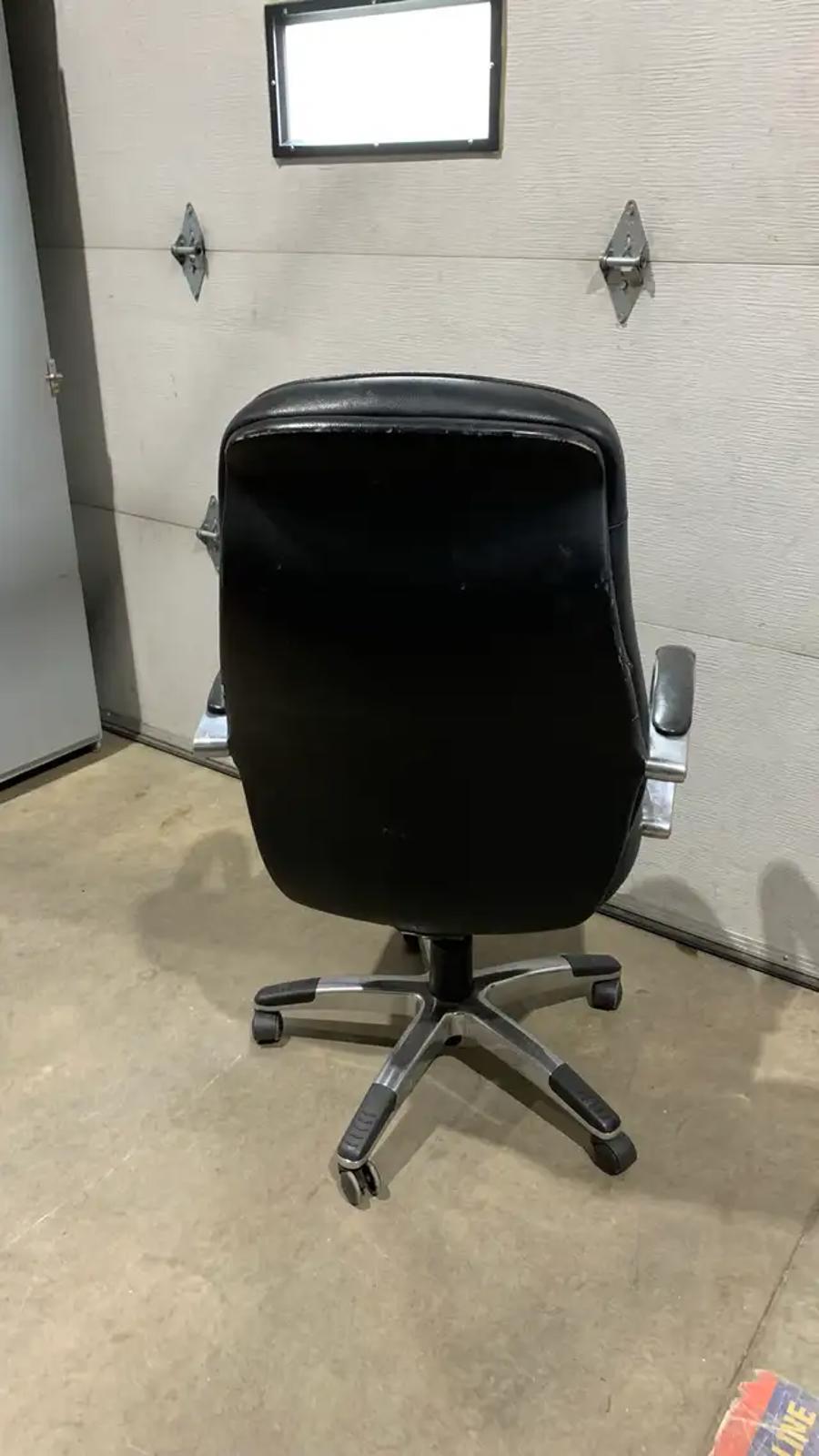 Black Leather Office Chair with Chrome Details