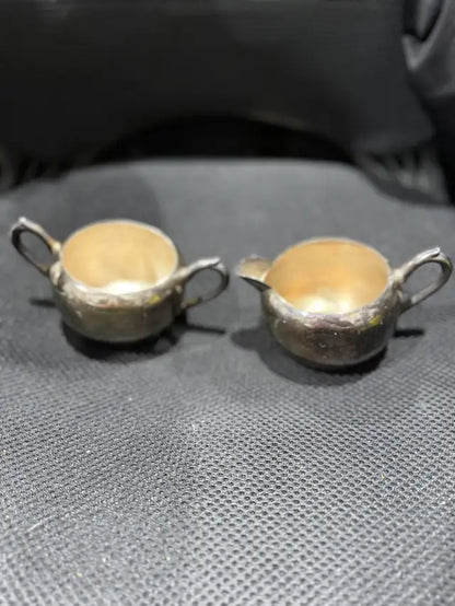 Brass Silver Plated Sugar and Creamer Set