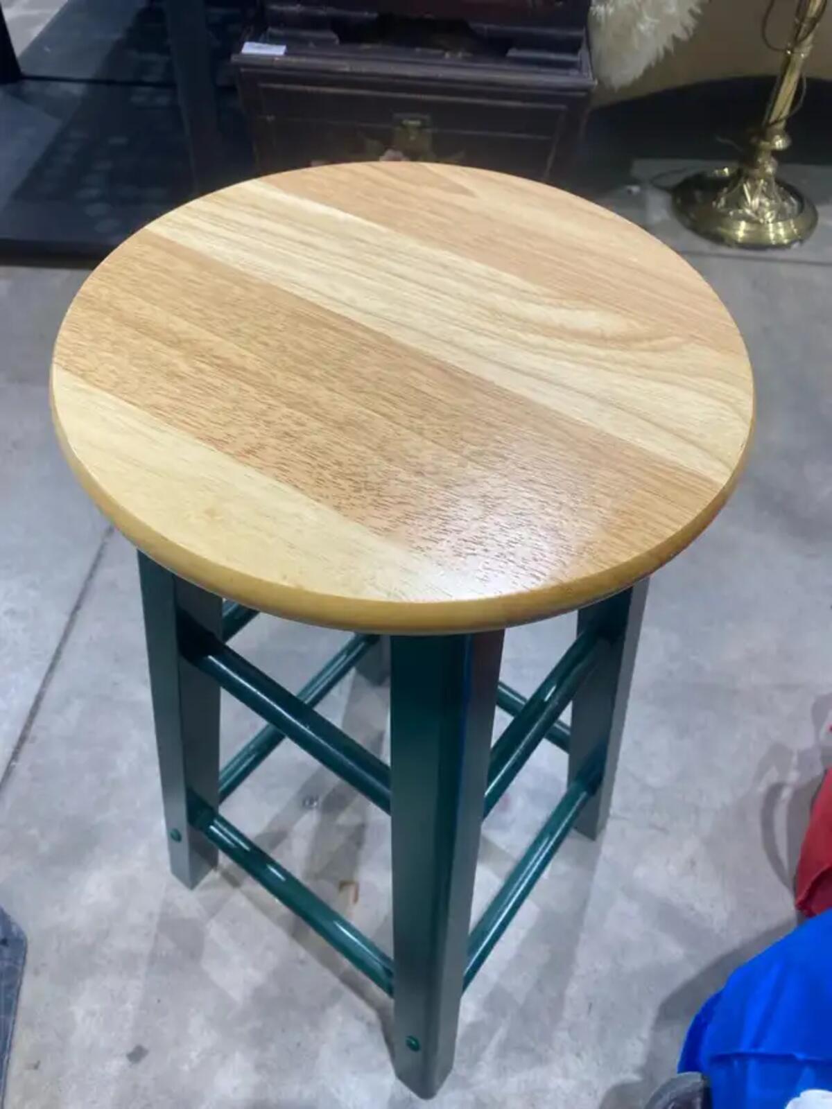 Green Frame Wood Stool