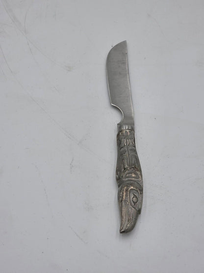 Vintage Pewter Eagle carved on Cheese or Steak Knife (Made in Canada)