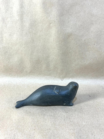 Vintage Inuit Soapstone Carving Handmade Seal Sculpture