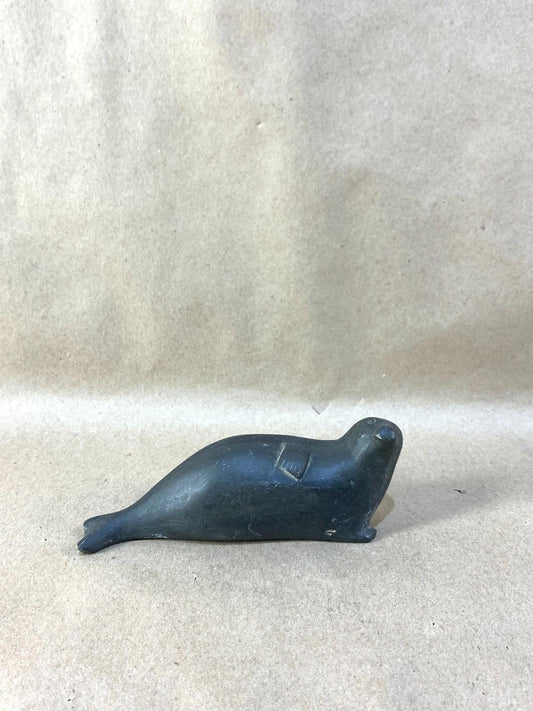 Vintage Inuit Soapstone Carving Handmade Seal Sculpture