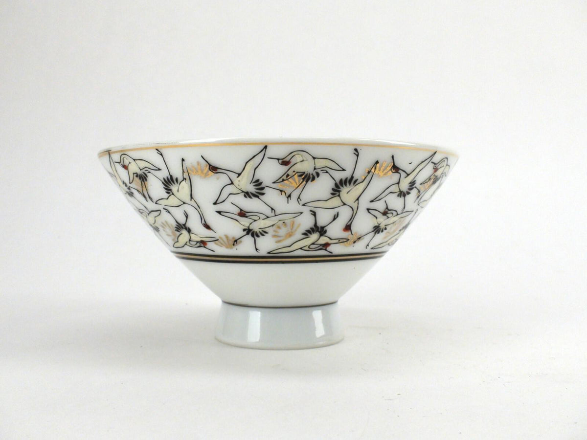 Vintage Set Of 5 China Bowls & Plates Made In Japan - Cranes & Gold Leaf
