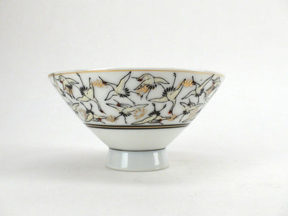 Vintage Set Of 5 China Bowls & Plates Made In Japan - Cranes & Gold Leaf