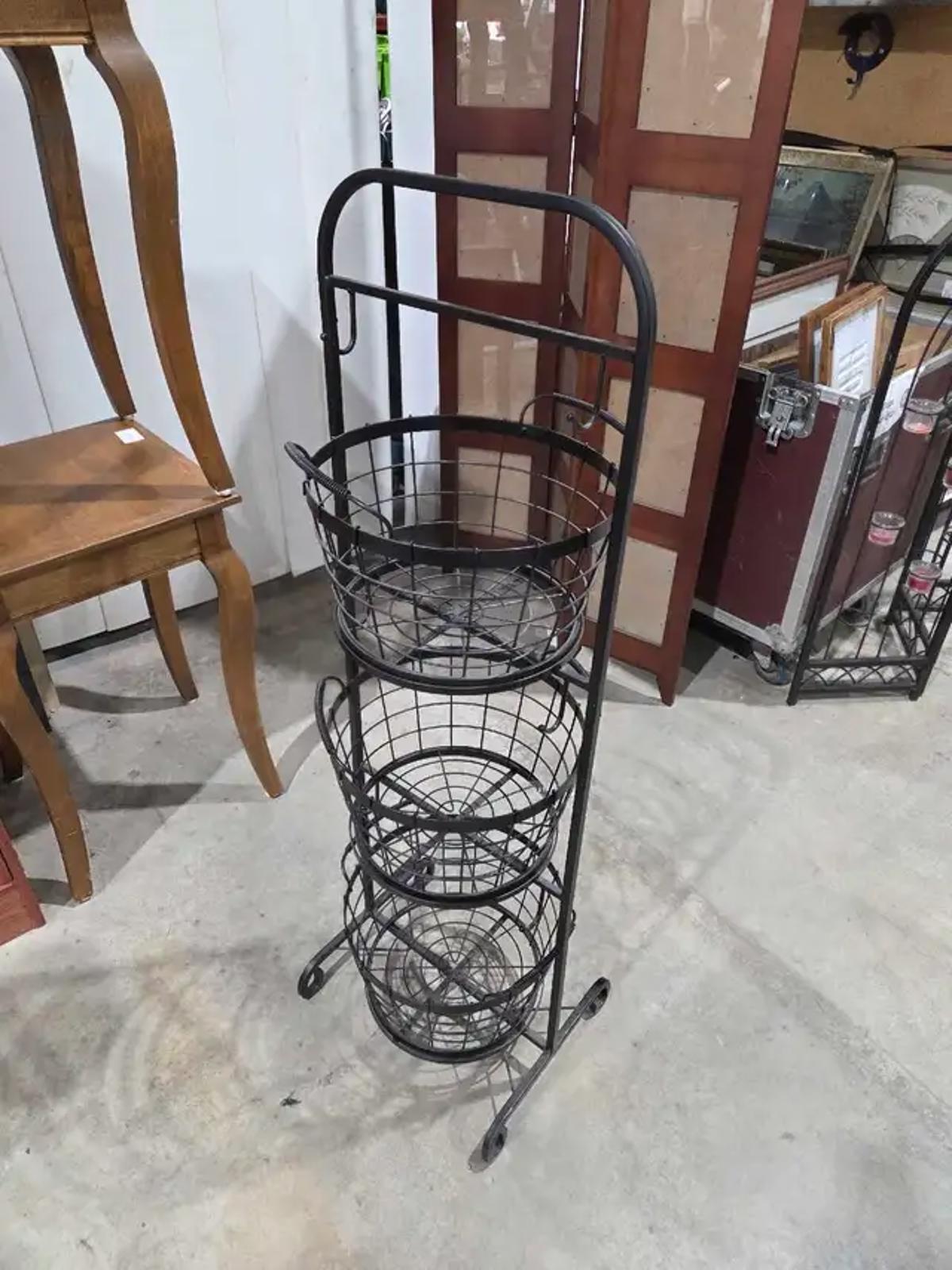 3-Tiered Metal Basket Stand