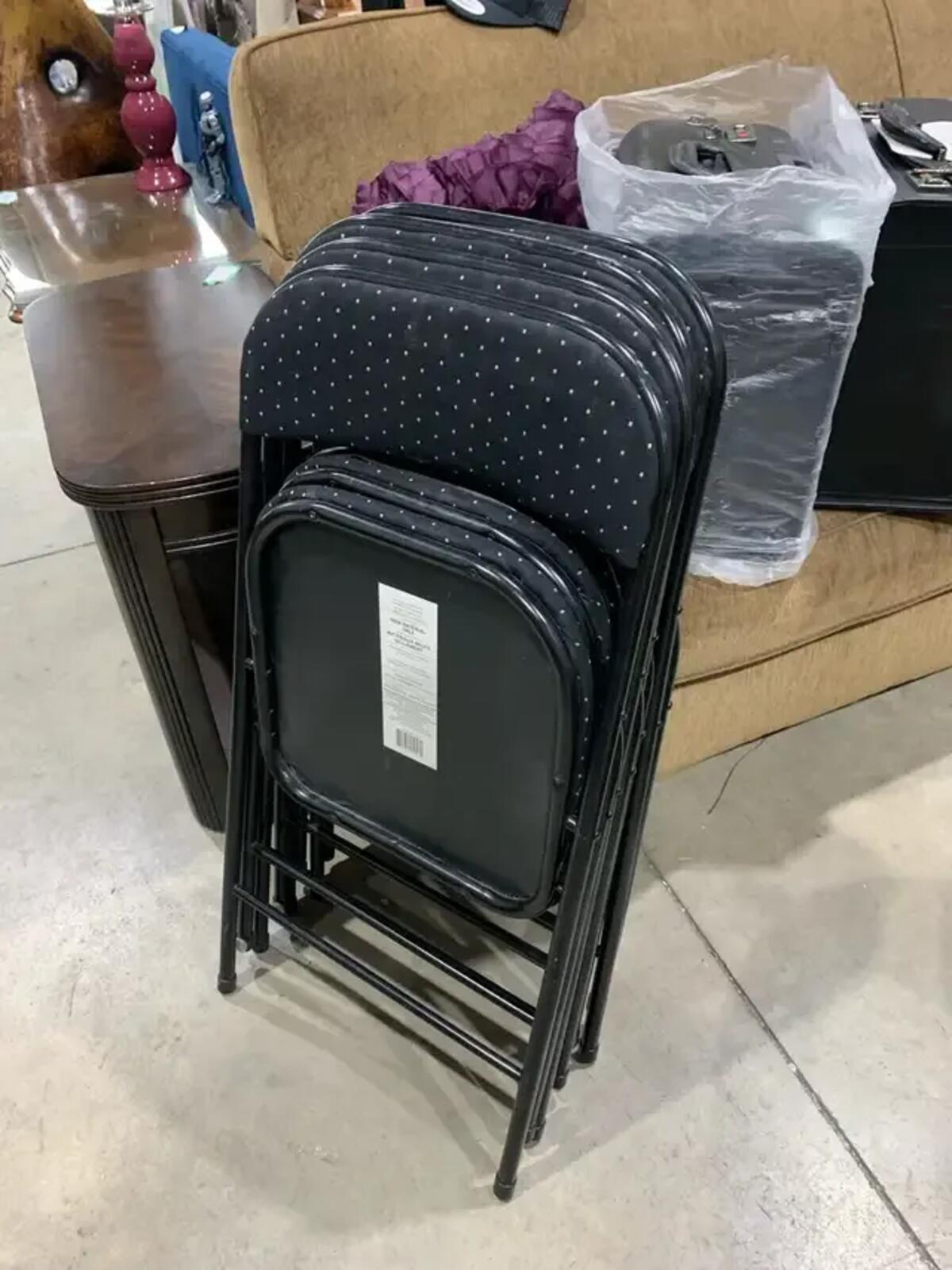 Mainstays Black and Grey Padded Folding Chair - 4 available